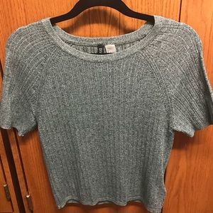 Gray Ribbed Knit Short sleeve